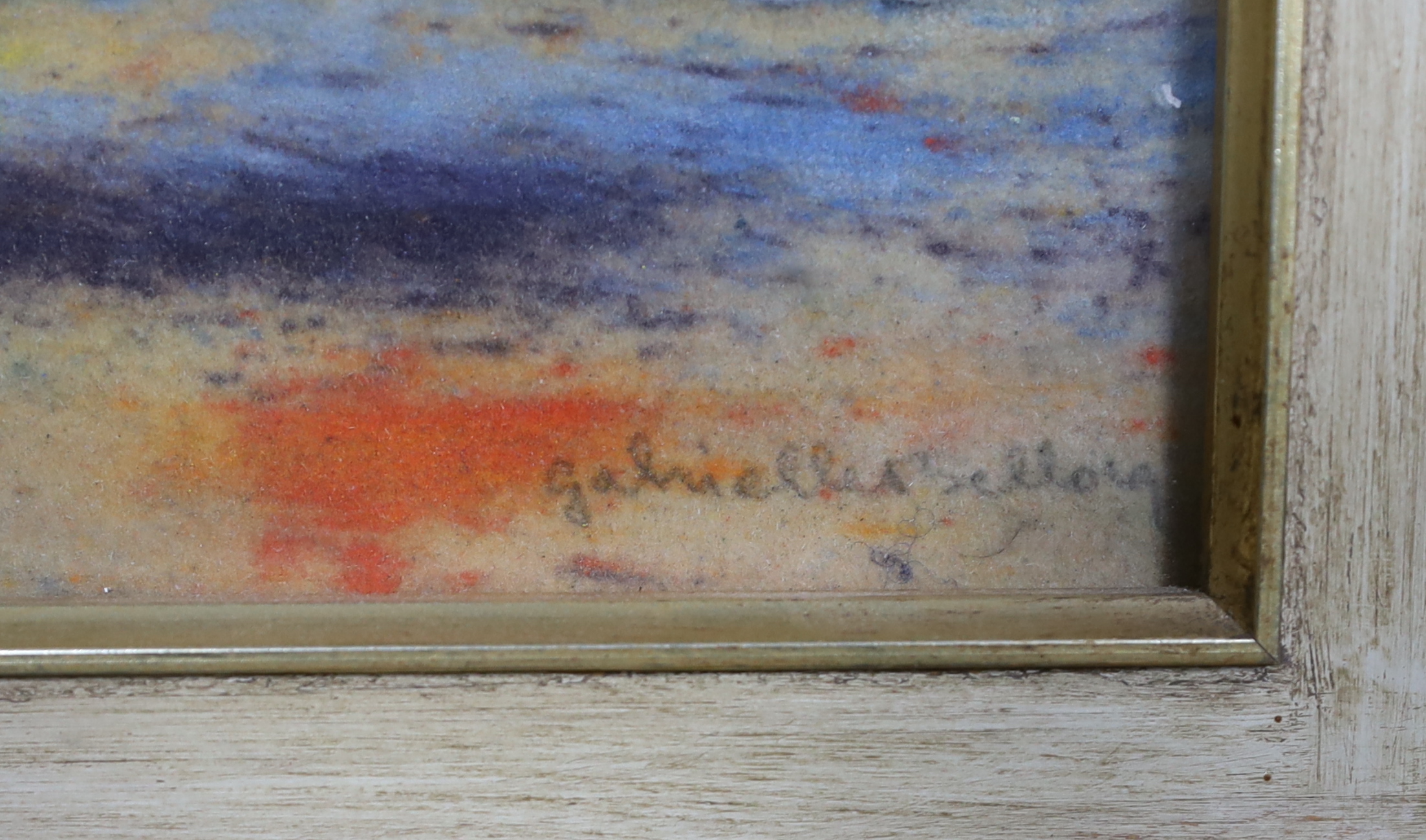 Gabriel Bellocq (French, 1920-1999), Orange Sky and Between Fields, pastel on paper, a pair, 11.5 x 15cm